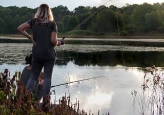 fishing at pond